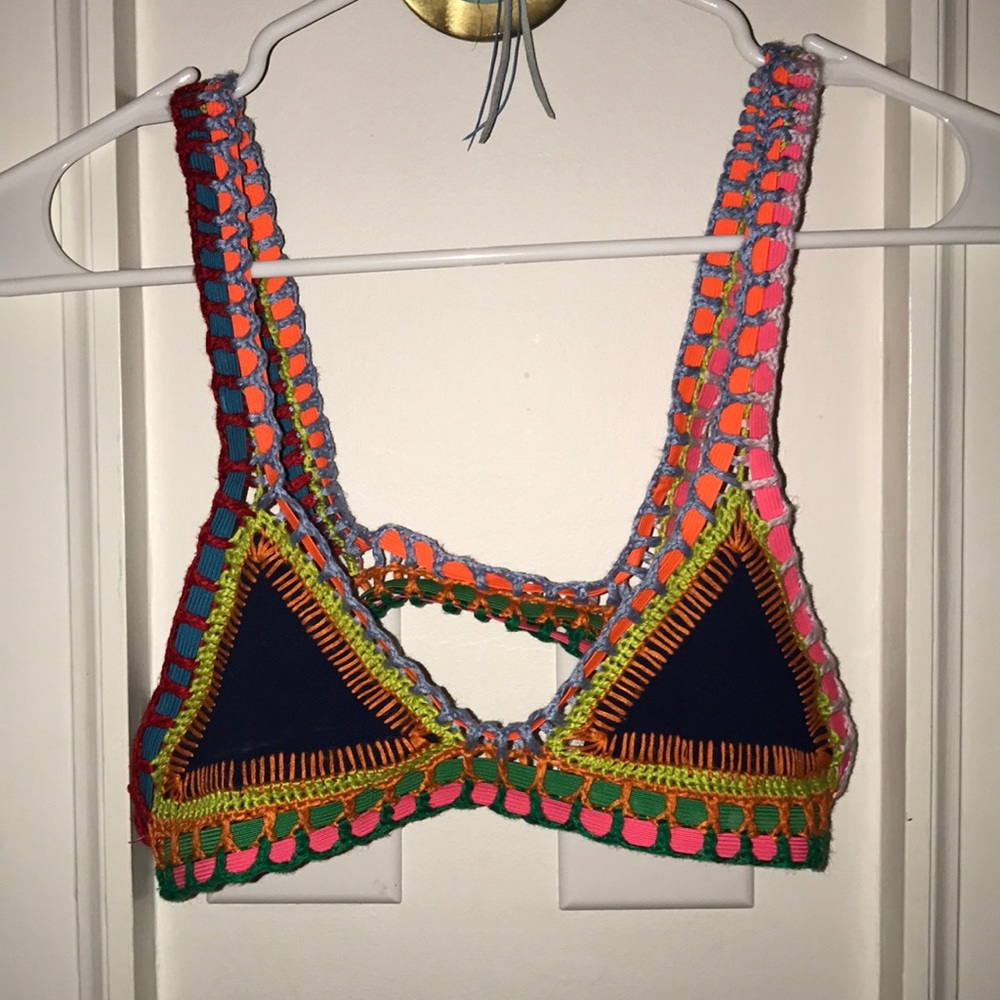 KIINI ✨🦋 Tasmin Bikini top in Navy Blue & multi